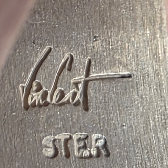 Sterling Silver Navajo Cuff Bracelet & Ring Set Signed Azurite Stones - Picture 9 of 16